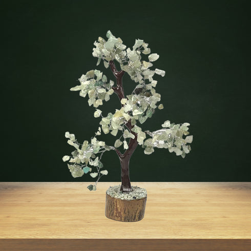 Green Jade Natural Healing Crystal With Silver Wire